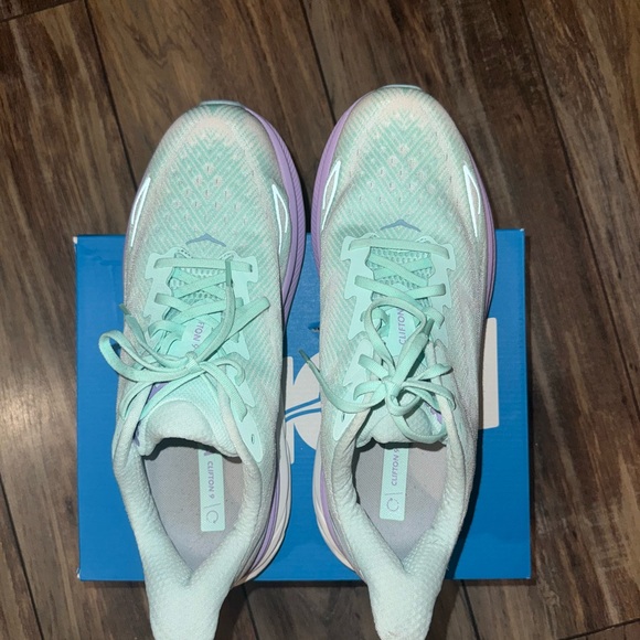 HOKA Clifton 9 Running Sneaker Sunlit Ocean Lilac Comfort Women's Size 12 Wide - Picture 5 of 12